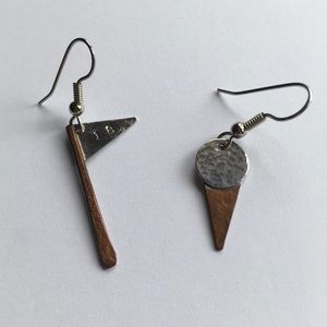 Handmade Desideratum Art Silver & Copper Earrings
